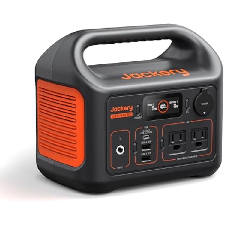 Jackery Portable Power Station Explorer 300, 292Wh Backup LiFePO4 Battery, Solar Generator for Outdoors Camping Travel Hunting Blackout Solar Panel Optional