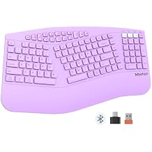 MEETION Ergonomic Keyboard Wireless, Multi-Device Bluetooth Keyboard, Wrist Rest for Natural Typing, Full-Sized Rechargeable Split Computer Keyboards, for Windows/Mac/PC/Laptop/Ta