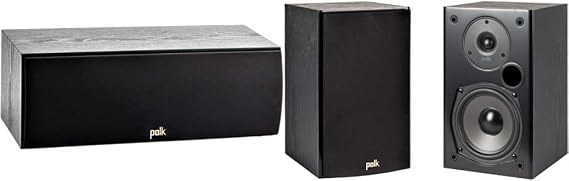 Polk Audio T30 100 Watt Home Theater Center Channel Speaker T15 100 Watt Home Theater Bookshelf Speakers