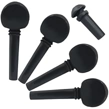 Piutouyar 4 Pcs Wooden Violin Tuning Pegs with Endpin Parts, Black Violin Fine Tuners Pegs Replacement Set for 4/4 Size Violins Fiddle