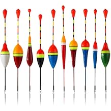 Giantree Fishing Floats Fishing Bobbers,10 Pcs Oval Trout Float Foam Fishing Floats Wood Slip Fishing Bobbers, Bobber Stopper Spring Stick Slip Floats Accessories for Catfish Trout Bass Fishing Line