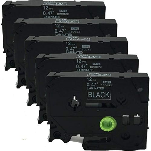 NEOUZA 5PK Compatible for Brother P-Touch Laminated Tze Tz Label Tape Cartridge 12mmx8m TZe-335 White on Black