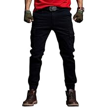 Yollmart Men Multi Pockets Cargo Pants Casual Slim Fit Combat Work Trousers