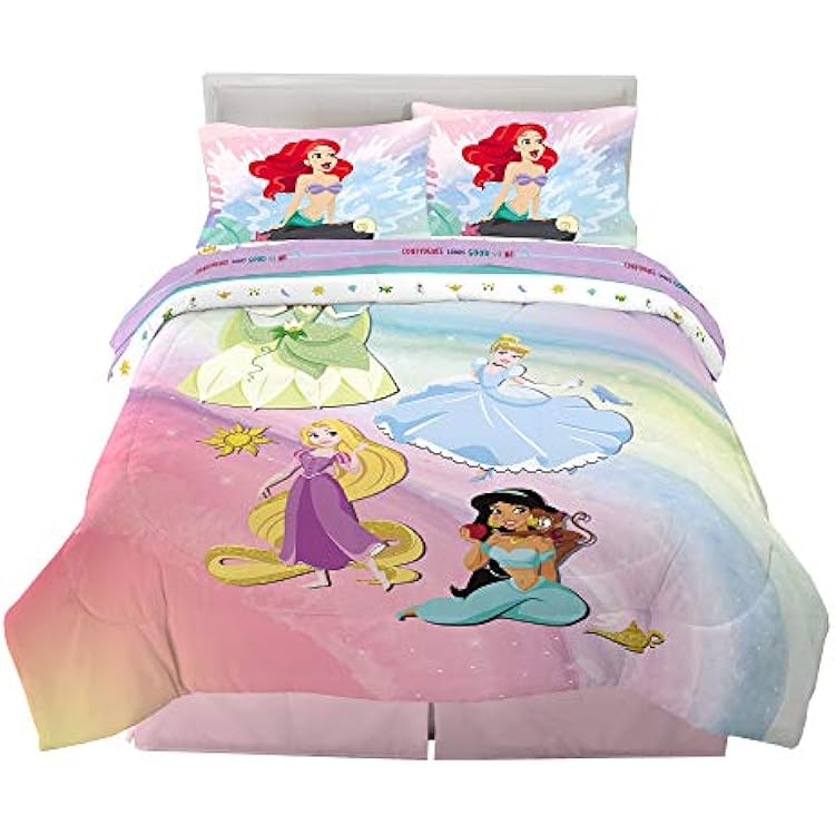 Disney Princess Ariel Kids Bedding Super Soft Comforter And Sheet Set, 5 Piece Full Size,#34;Official Disney Product By Franco
