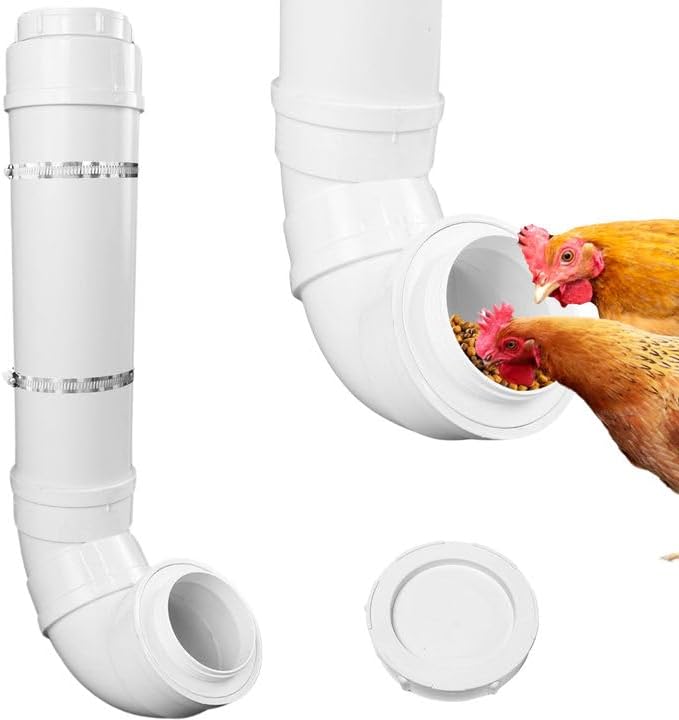 Automatic Chicken Feeder Duty PVC Pipe No Waste Chicken Coop Feeder 6.6 Pounds Large Chicken Feeder Hanging Chicken Feeder