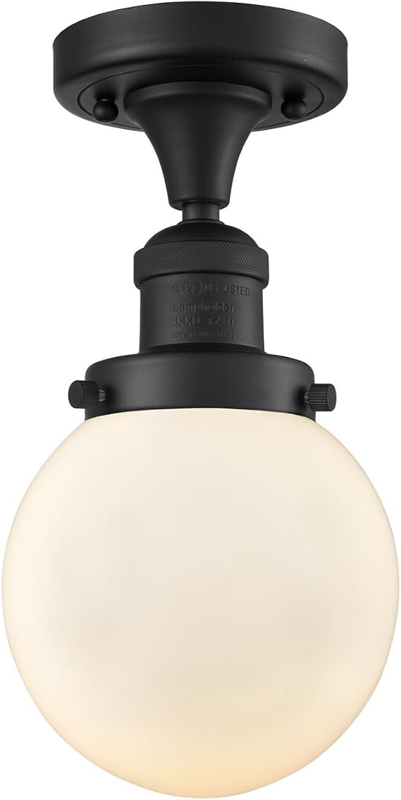 Innovations 517-1CH-BK-G201-6-LED 1 Light Vintage Dimmable LED Semi-Flush Mount, Matte Black