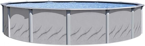 Galeria 12-Foot Round Above-Ground Swimming Pool | 52-Inch Height | Resin Protected Steel-Sided Walls | Bundle with Bedrock Pattern 25 Gauge Overlap Liner and Widemouth Skimmer