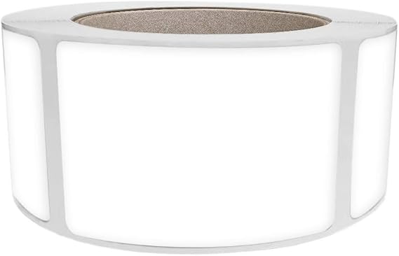 ID Labels Sticker Permanent Adhesive 3x2 inch (76mm x 51mm) Rectangular White Sticker Roll - 500 Pack
