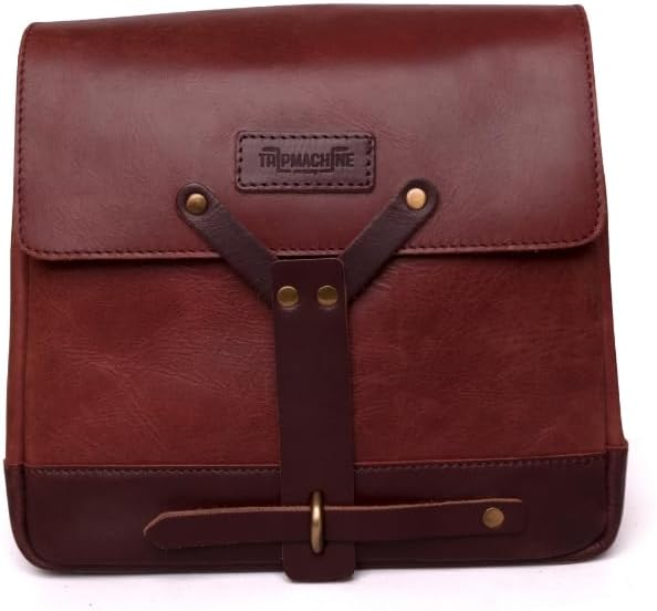 Full Grain Leather Messenger Bag Handmade Vintage Unisex Cross Body Motorcycle Mount Saddlebag With Adjustable Shoulder Strap
