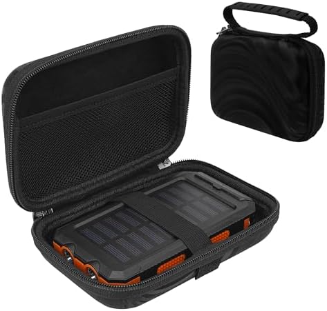 Portable Solar Charger & Power Bank Travel Case - Hard Storage Box Compatible with Anker PowerCore 10K and Durecopow 20000mAh Solar Charger Black