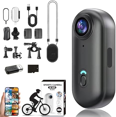 POV Camera, POV Camera 4K Thumb Cameras, Mini Action Cam, 170 Wide Angle, for Cycling, Pet Walking and Outdoors Activities (Black,64g)