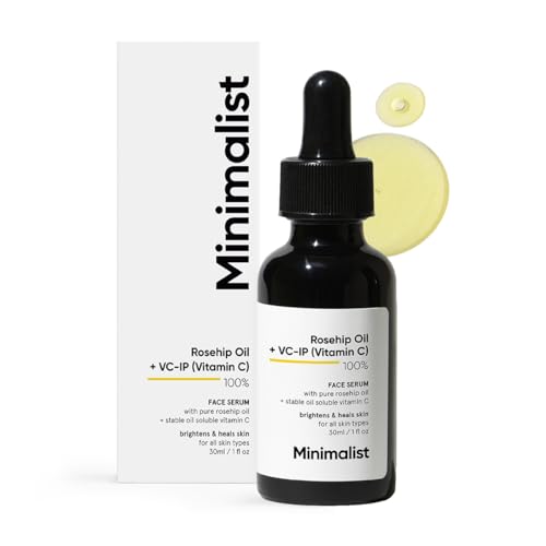 Minimalist Rosehip Oil with Vitamin C for Anti Aging & Glowing Skin | Fades Acne Marks & Scars & Reduces Photoaging | Pure & Cold Pressed | For Women & Men | 1 Fl Oz  30 ml