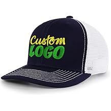 Custom Logo Embroidered Trucker Hats for Men Adjustable Snapback Mesh Cap Great for Outdoors Baseball Cap Navy/White