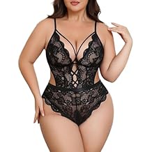 Avidlove Plus Size Lingerie for Women Sexy Deep V Lace Teddy Cut Out Lingerie Bodysuit 14-24 Plus