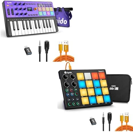 Synido Wireless 25 Keys USB MIDI Keyboard+ Synido TempoPad P16 MIDI Pad Controller