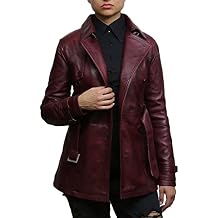 BRANDSLOCK Womens Genuine Leather Biker Jacket Coat