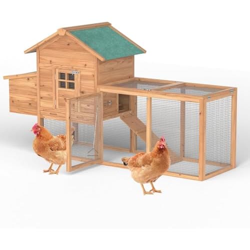 80 Large Chicken Coop with Nesting Box,Wooden Hen House for 2-4 Chickens,Outdoor Chicken House with Removable Tray,Run&Waterproof Roof,Duck Coop,Yard
