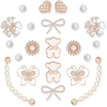 WAQYGZO 22 Pcs Shoe Charms Chain Accessories for Women Flower Butterfly Pearl Clog Shoe Decoration Charms Rhinestone Shoes Charm Bling Cute Decor for Party Birthday Valentines Day Gifts