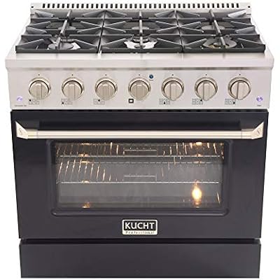 KUCHT Professional 36 in. 5.2 cu. ft. Natural Gas Range with Sealed Burners and Convection Oven in Stainless Steel with Classic Silver Knobs