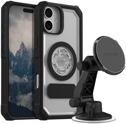 Rokform iPhone 16 Plus Crystal Case  Magnetic Windshield Suction Phone Mount