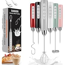 Sakgos Milk Frother Rechargeable Handheld (Silver+Black)