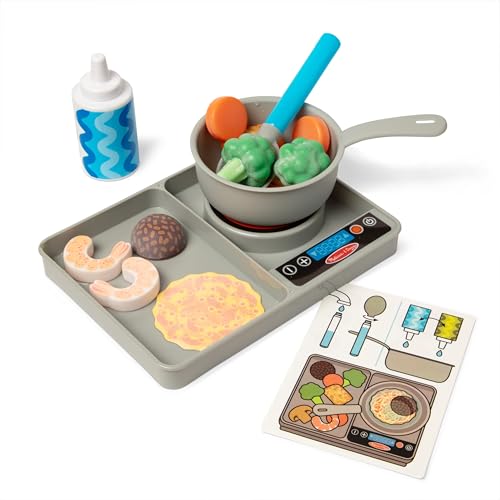 Melissa & Doug Simmer & Stir Stovetop Play Set with Water Wow! Color Changing Play Food Preschool Toy Ages 3