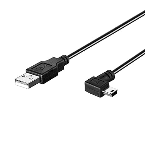 Mini-USB Power Cable for Dash Cam & GPS Charging-Only (No Data Transfer), Right-Angle Mini-B to USB-A, 5M Extra-Long Car DVR Power Cord with Cable Clips