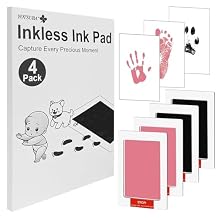 4-Pack Inkless Baby Hand and Footprint Kit, Newborn Footprint Handprint Safe Inkless Gift Foot Hand Print Wipe Kit Gifts (Black/Pink)