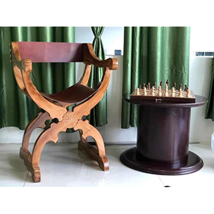 ARTIZANSTORE Antique Medieval Savonarola Arm Chair Home and Office Decor Wooden Furniture