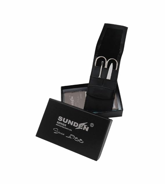 Nail Clipper Set, 3 Piece Stainless Steel Manicure Pedicure Kit with Travel Case, Leather Bag, SUNDEN MK4985
