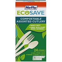 Hefty ECOSAVE Heavy Duty Assorted Cutlery, White, 24 Count