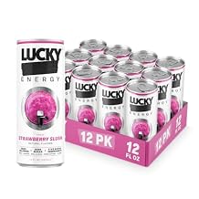 Lucky Energy Drink - Strawberry Slush - Zero Sugar, 0 Calorie Performance Beverage with 200mg Caffeine, Maca & Ginseng, 12oz Cans (12 Pack)