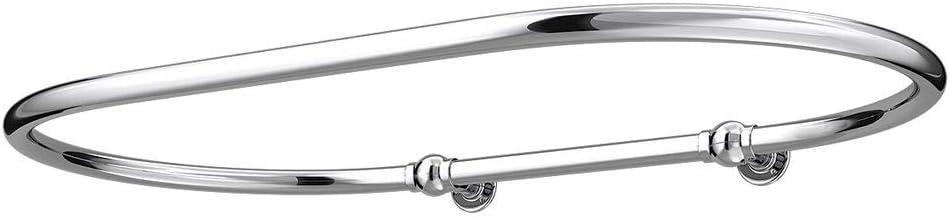 Aquaworld Traditional Oval Shower Curtain Rail - Wall Mounted using Low Carbon Steel Curtain Rod - Heavy Duty Chrome Plated Rod with Adjustable Support - 110 X 64 X 12 CM Free Curtain Hooks
