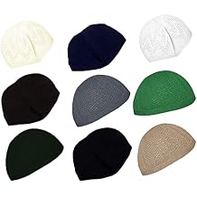 Hat Wholesale Lot of 5 Pcs Colors Muslim Kufi Koofi Kofi Topi Cotton Turkish Skull Cap Islamic Muslim Islam Prayer Takke Knit Style Helmet Liner Caps for Men, One Size