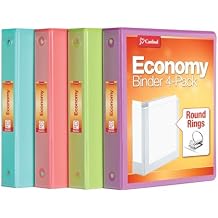 Cardinal 3 Ring Binders, Binders for School and Office, Durable 1.5 Inch, Round Rings, Holds 350 Sheets, ClearVue Presentation View, Non-Stick, Assorted Tropical Colors, 4 Pack (79558)