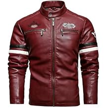Men's Faux Leather Jacket Zip Up Casual Windbreaker Motorcycle Jacket Biker Outwear Coat