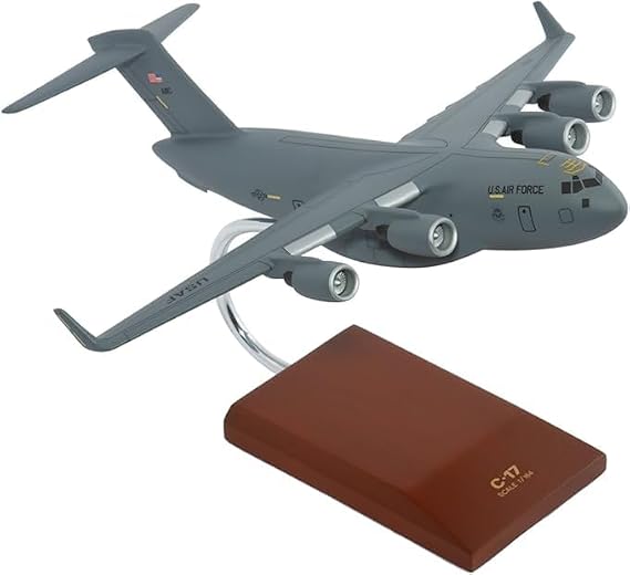 Scalecraft C-17 Globemaster III Lockheed Air Force Cargo Model Scale 1/164 | handcrafted mahogany wood, painted, airplane model, desktop display, aviation gift