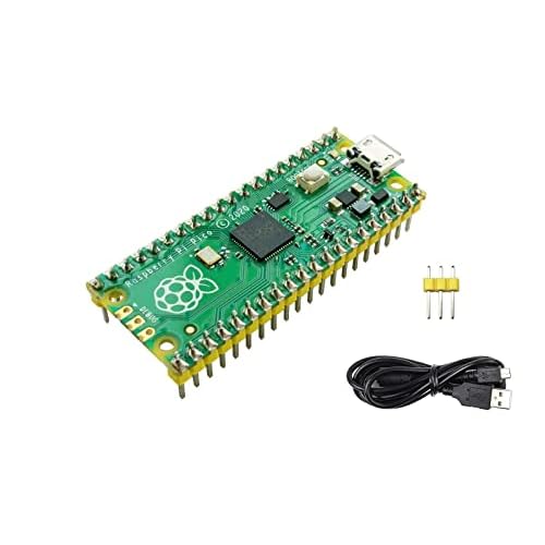waveshare Pre-soldered Raspberry Pi Pico Microcontroller Development Board with Header,Based on RP2040 Chip, Flexible Clock Running up to 133 MHz,Dual-core Arm Cortex M0 Processor