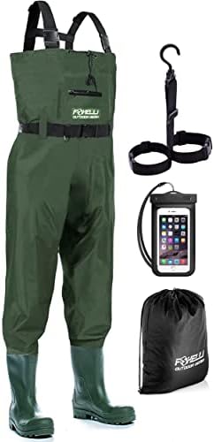Foxelli Chest Waders Waterproof 2-ply NylonPVC Camo Hunting Fishing Waders for Men and Women with Boots