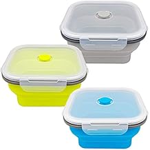 CARTINTS Large 1200ml Collapsible Bowls with Lids Silicone Camping Bowls, with Airtight Lids, Microwave and Freezer Safe, Set of 3