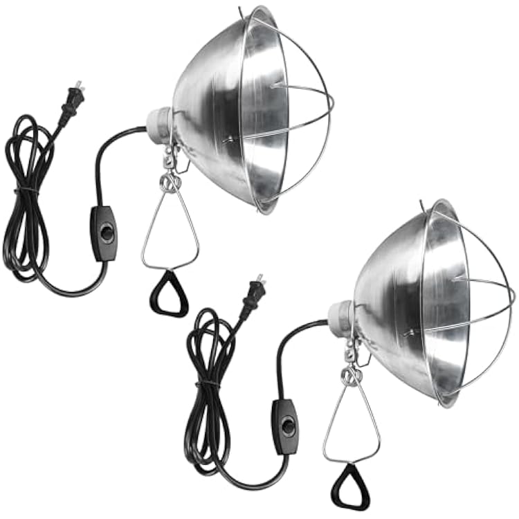 Simple Deluxe Clamp Lamp Light Socket with 10.5 Inch Aluminum Reflector and Bulb Guard, Suit for Max 250 Watt Lamp No Bulb Included with 182-Gauge 6 Feet Cord, 2-Pack