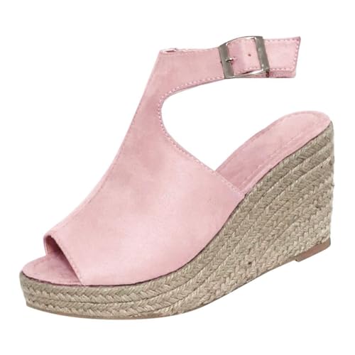 Sandals Women Dressy Open Toe Platform Wedge Sandals Summer Ankle Strap Buckle Low Heels Casual Espadrille Sandal Outdoor Shoes