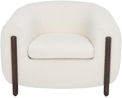 SAFAVIEH Couture Collection Westley IvoryDark Brown Boucle Barrel Back Accent Chair Fully Assembled