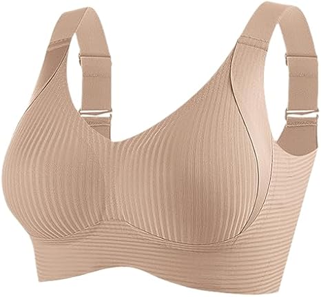 Women's Ribbed Push Up Adjustable Wireless Bra, Adjustable Push-Up Bras Plus Size