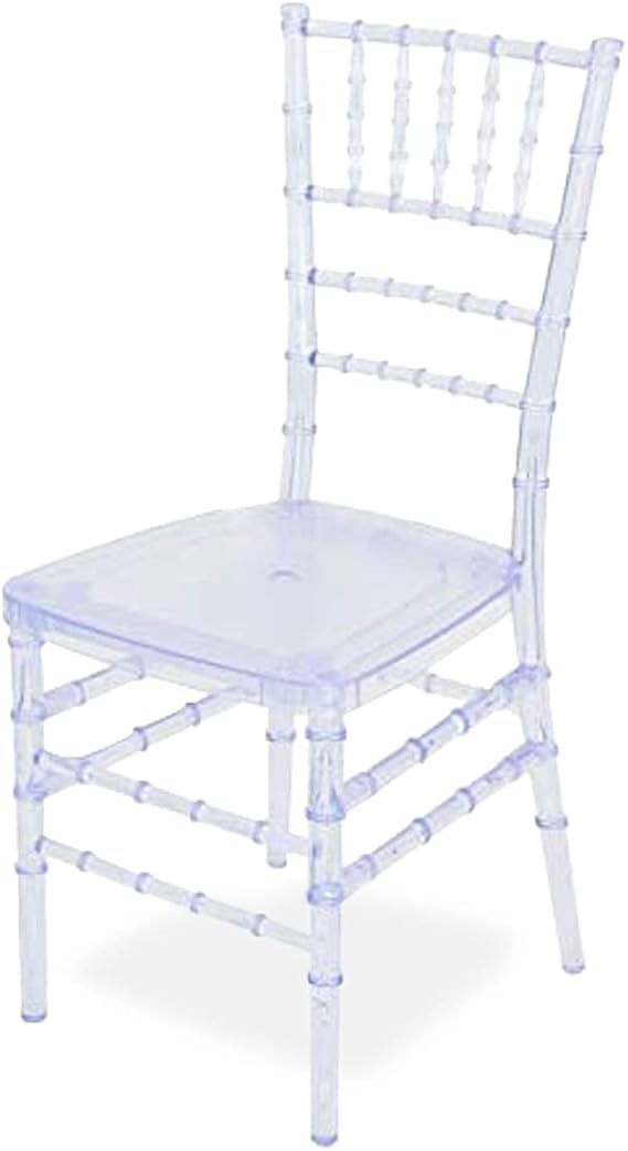 EventStable Titan Series Clear Resin Chiavari Chair - Sturdy Steel Spindles Chair - Indoor/Outdoor Chair Set for Kitchen, Party, Event, Wedding, Banquet- 48 Pack