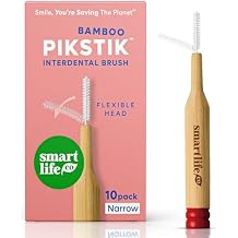 SmartLifeco Bamboo Interdental Brushes (10 Count) - Eco-Friendly Reusable Dental Picks, Flexible Soft Bristles, Superior Gum & Teeth Cleaning, Toothpicks for Braces, PikStik - Tight Gaps