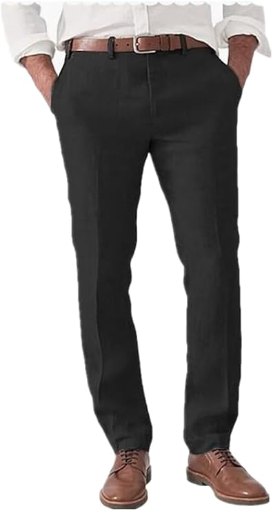 Summer Linen Men Pants Men's Classic Fit Pants Lightweight Men Pants Mens Linen Pants Business Party Wedding
