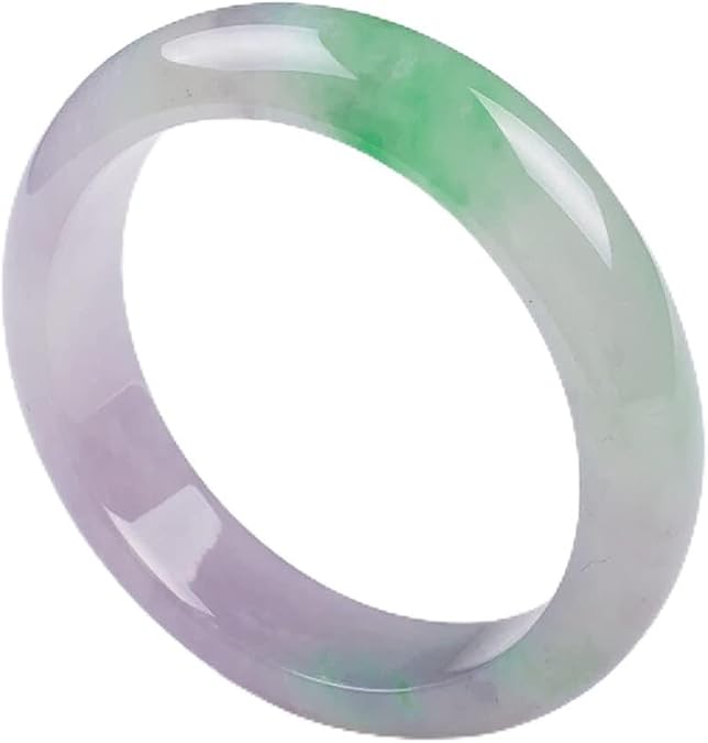 Jade Bangle Bracelet, Natural Jade A Grade Jade Bangles, Ladies Floating Green and Floating Purple Jade Bracelet, The for Family and Friends, with Jewelry Box, 53-64mm,58mm