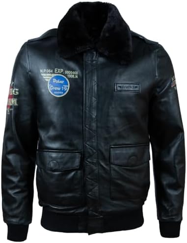 Aviatrix Men's Super-Soft Real Leather Aviator Pilot Bomber Airforce Jacket (G5SQ)