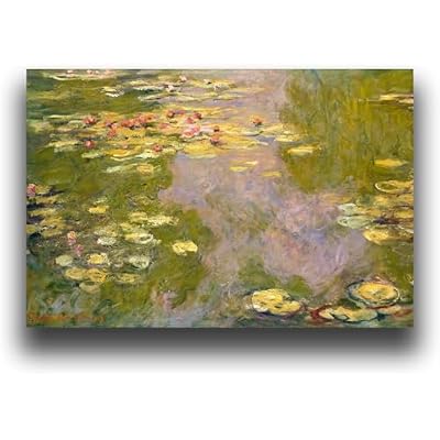 Monet Wall Art - Water Lilies Painting - World Famous Oil Painting Reproduction - Classic Scenic Canvas Wall Decor - Cool Home Decoration for Bedroom Living Room Hallway Unframed1216in3040cm...